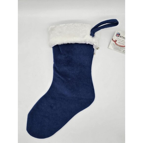 New England Patriots Christmas Holiday Snowflake Stocking Jingle Bells NFL 19" - Picture 6 of 8